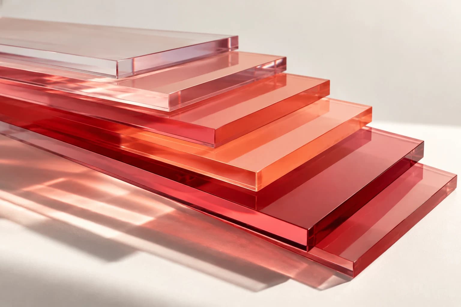 Coral acrylic layers arranged into a physical timeline
